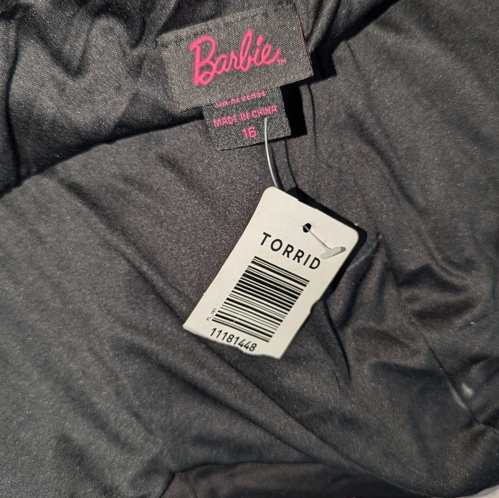 Torrid X Barbie Black & White Retro Stripe Swing Flare Halter Dress SZ 16 NWT - Picture 5 of 11